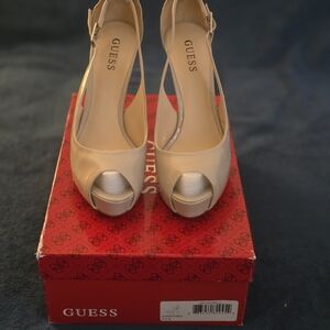 Guess Women's Cream Peep Toe Heels
